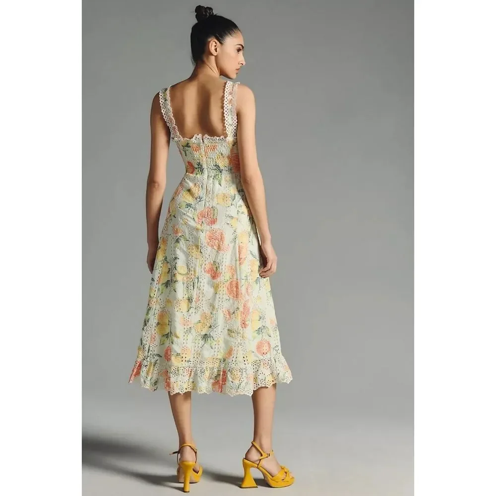 NWT By Anthropologie Ruffled Eyelet Dress - Picture 4 of 16